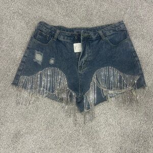 Windsor Blue Denim Shorts with Silver bling